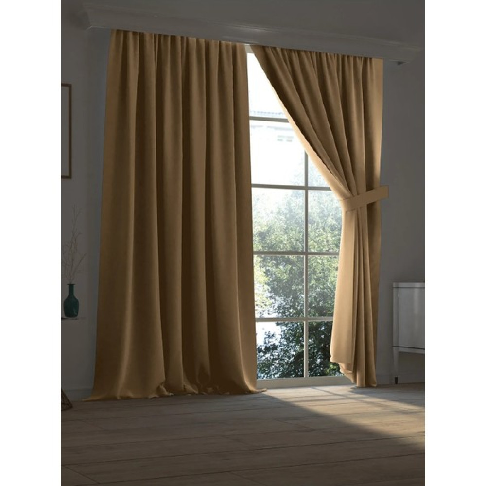 Kumru Çeyiz Rona Series Modern Kaliteli Hardal Sarısı Karartma Blackout Fon Perde Ekstrafor Büzgülü Tek Kanat - 150 x 260 cm Fon Perde Fiyatı
