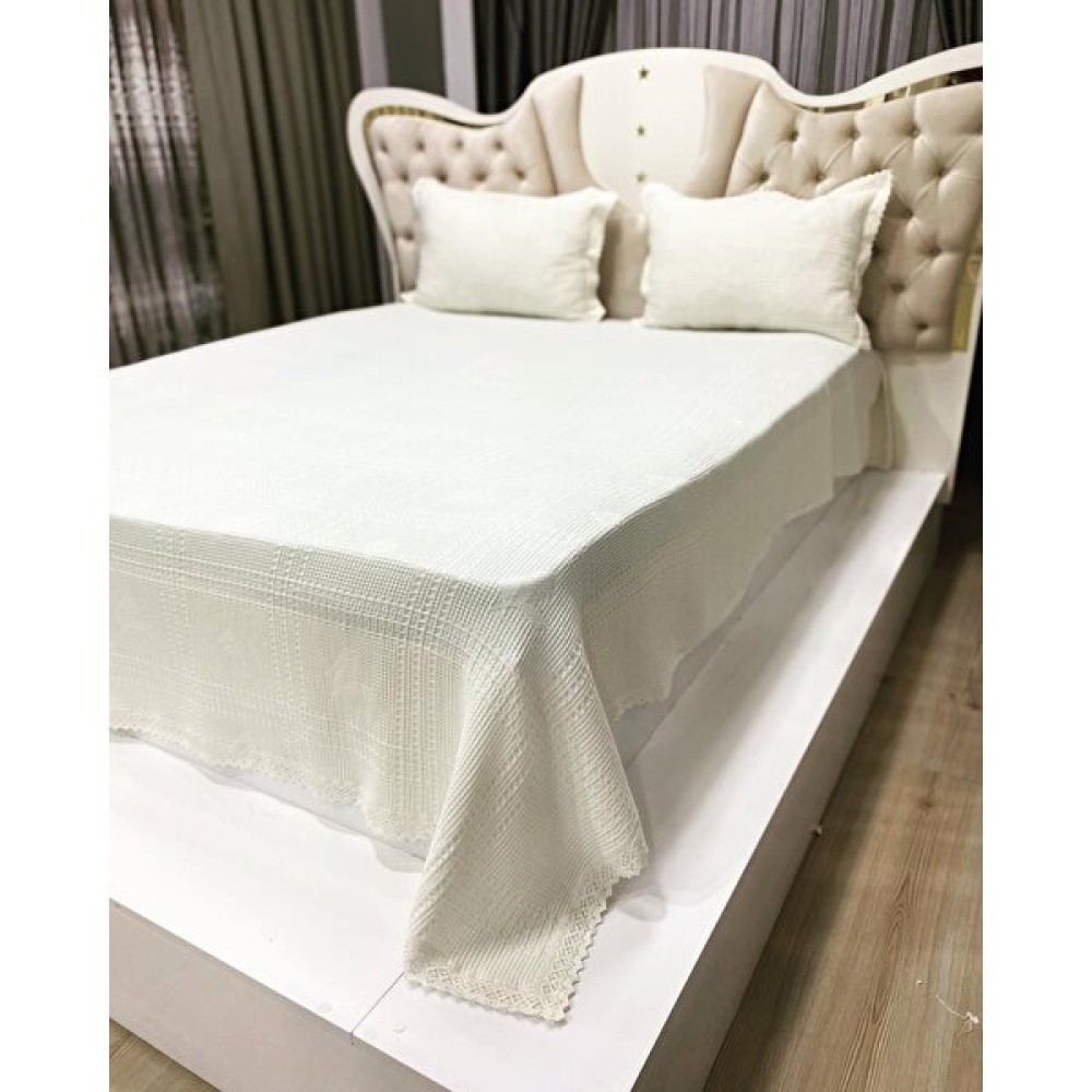 Kumru Çift Kişilik Yazlık Pamuklu Dantelli Pike Takımı 240X260 - Krem - 650 Pike & Pike Takımı Fiyatı