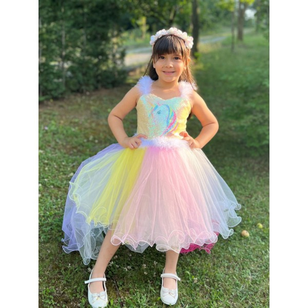 Kumsal's Kids Boutique Unicorn Konsept Önü Kısa Arkası Uzun Çocuk Elbise Abiye Elbise Pony Kostümü Elbise Fiyatı