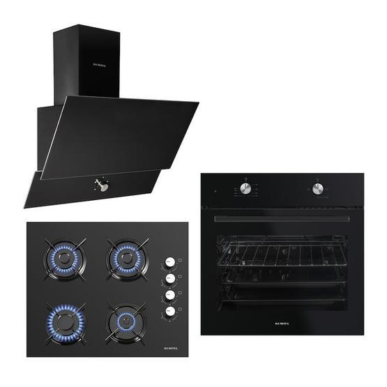 Kumtel B66S2 + KO-40 TAHDF + DA6-830 Siyah Cam Ankastre Set Ankastre Setler Fiyatı