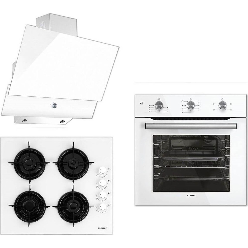 Kumtel Kristal Beyaz Ankastre Set ( B66S2 Fırın - KO-40TAHDF Ocak - DA6-830 Davlumbaz ) Davlumbazlar Fiyatı