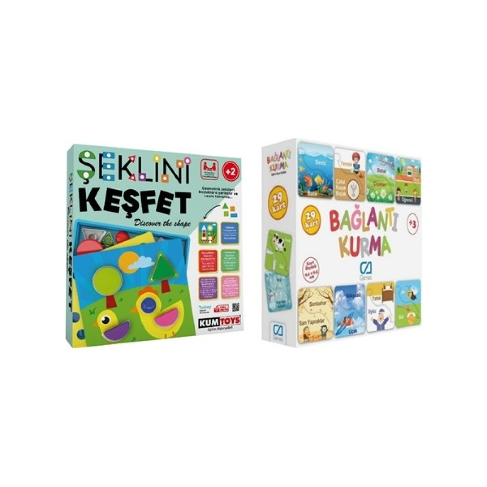 Kumtoys Şeklini Keşfet + Ca Bağlantı Kurma (2'li Oyun Seti) Eğitici Oyuncak Fiyatı