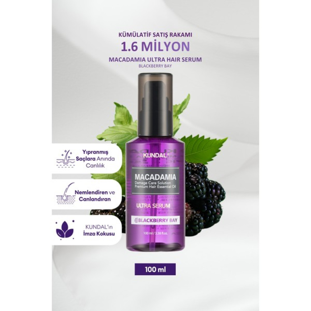 Kundal Kuru ve Yıpranmış Saçlara Onarıcı Bakım Serumu KUNDAL Macadamia Ultra Hair Serum (Blackberry Bay) Saç Bakım Maskeleri & Serumlar & Spreyler Fiyatı