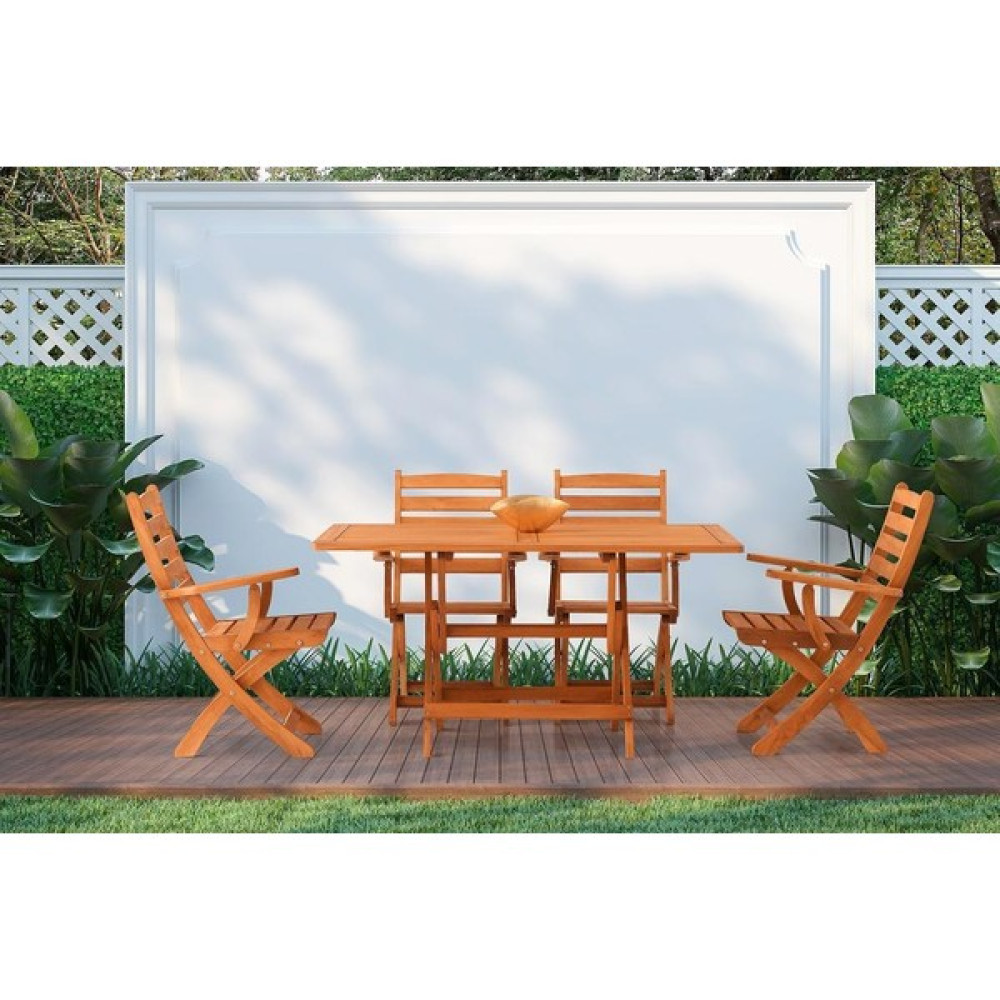 Kunter Mobilya Bahçe / Balkon Takımı Ahşap Katlanır Masa (80x120) ve 4 Sandalye Bahçe Mobilyası Takımı Fiyatı