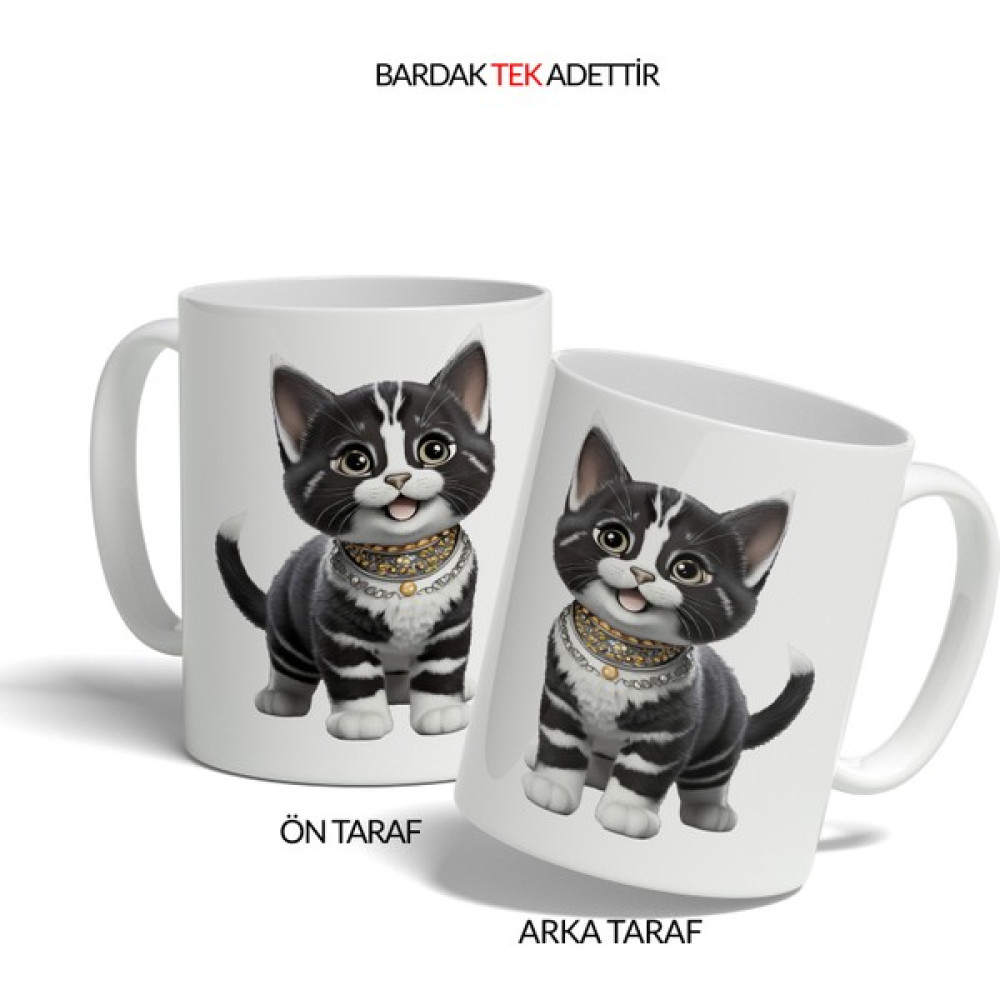 Kupa Butik Isme Özel Kedili Kupa- Kedi Severlerin Gözdesi - Beyaz - 300 ml Fincan / Bardak / Kahve Takımı Fiyatı