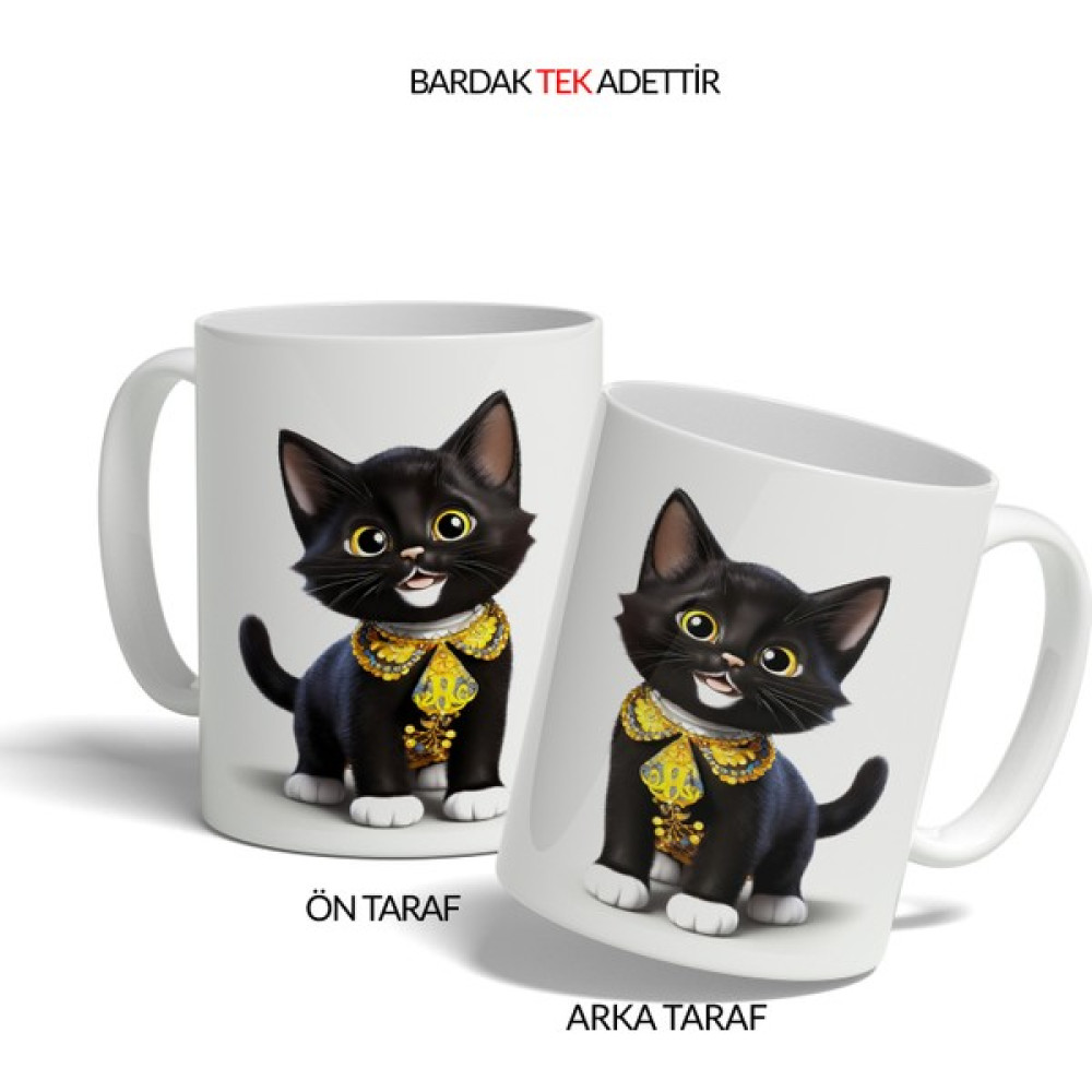 Kupa Butik Kedi Severlere Hediye- Kişiselleştirilebilir Kedili Kupa - Beyaz - 300 ml Fincan / Bardak / Kahve Takımı Fiyatı