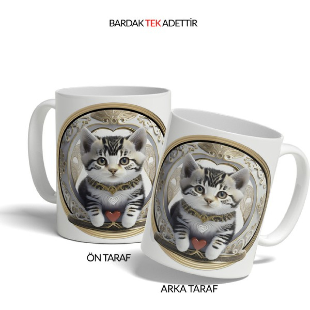 Kupa Butik Kişiye Özel Kedili Kupa Bardak, Kedi Severler Için Mükemmel Hediye - Beyaz - 300 ml Fincan / Bardak / Kahve Takımı Fiyatı
