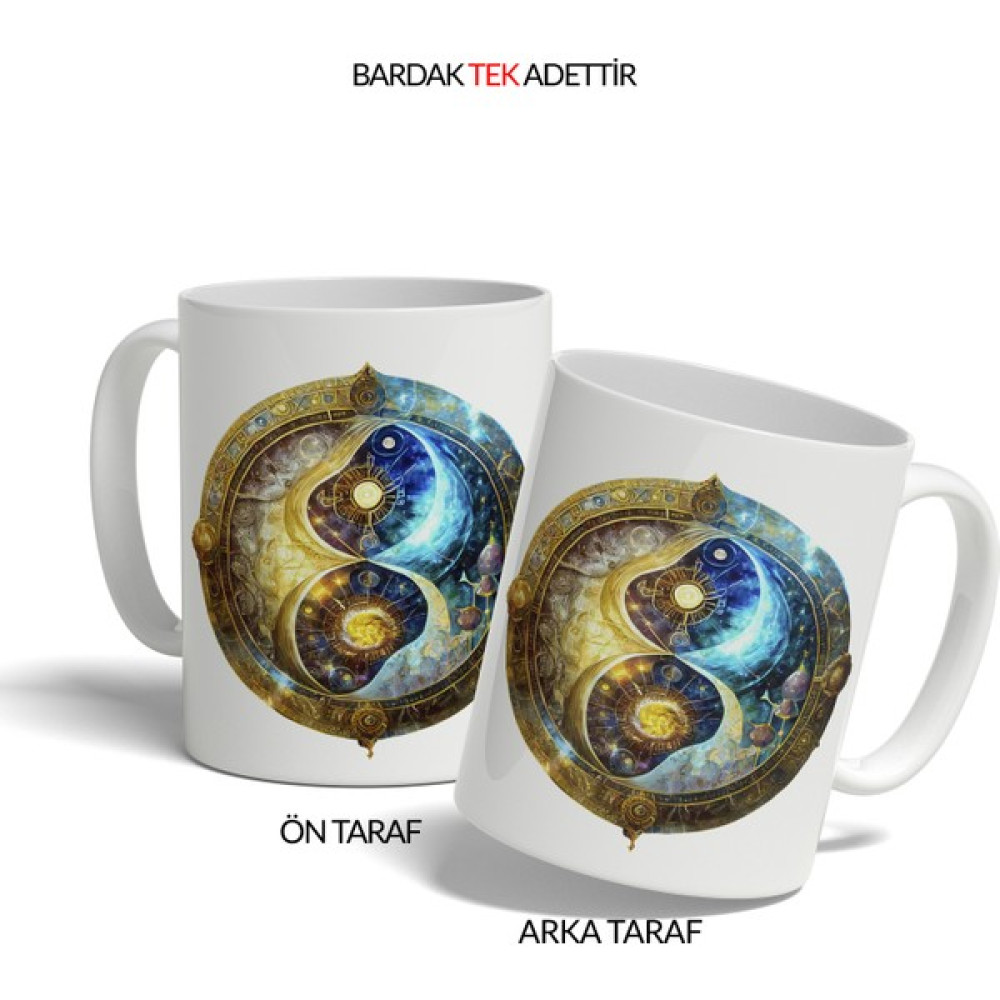 Kupa Butik Kişiye Özel, Yoga ve Meditasyon Severler Için Yin Yang Kupa - Beyaz - 300 ml Fincan / Bardak / Kahve Takımı Fiyatı