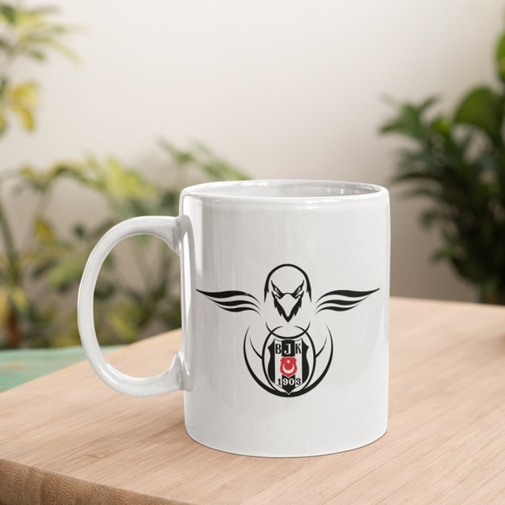 Kupa Dükkanı Kara Kartal Tasarımlı Beşiktaş Kupa Bardak Fincan / Bardak / Kahve Takımı Fiyatı