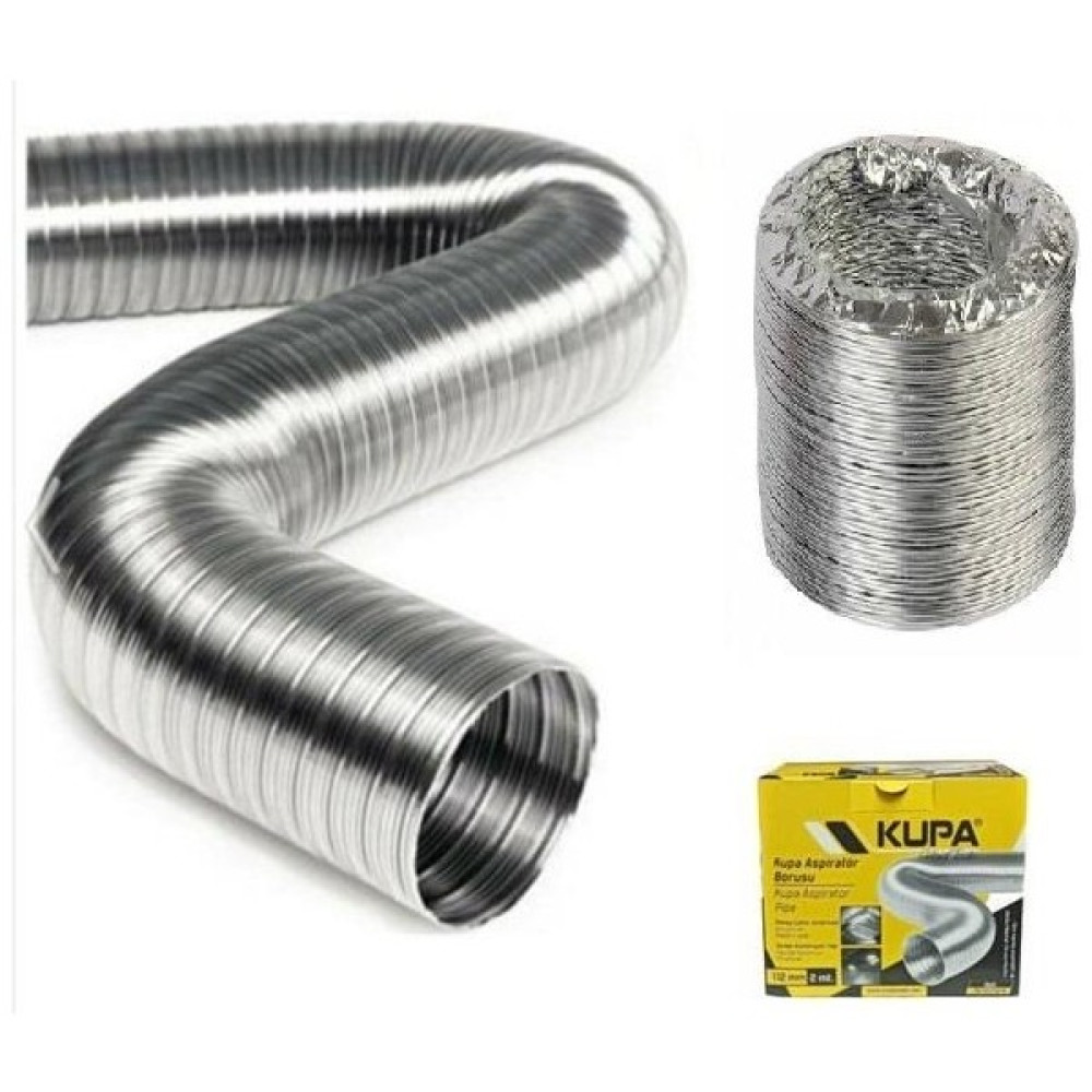 Kupa Hırdavat Kupa Alüminyum Esnek Aspiratör Borusu 120 Mm. - 2 Mt. - Gri Aspiratörler Fiyatı