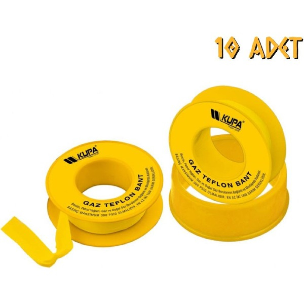 Kupa Hırdavat Kupa Gaz Sızdırmazlık Teflon Bant - 10 Adet - 0,1 mm x 12 mm x 8 mt - Antik Sarı Nalburiye & Hırdavat Fiyatı