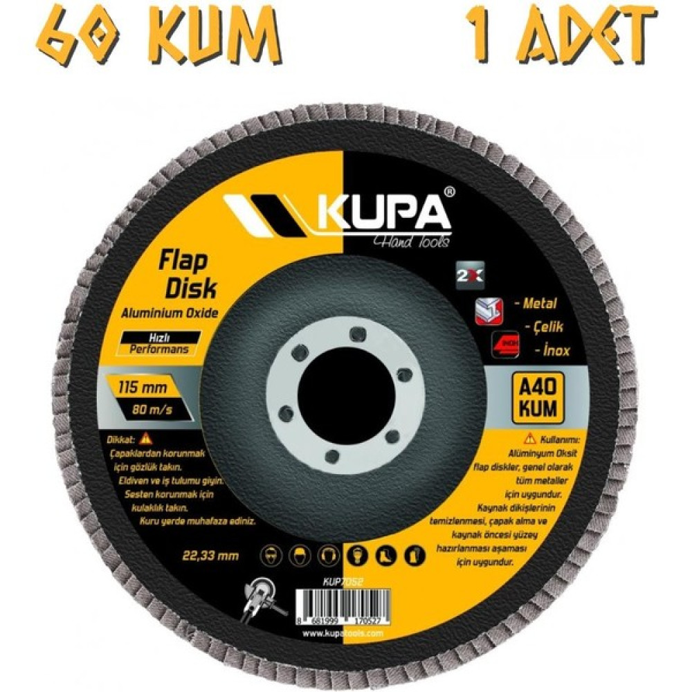 Kupa Hırdavat Kupa Katlı Flap Disk Zımpara A60 Kum Oto Boyaları Fiyatı