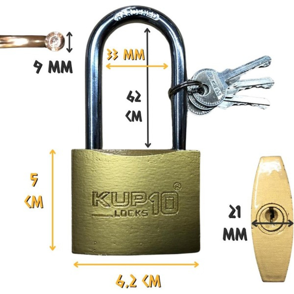 Kupa Hırdavat Kupa Uzun Kanca Asma Kilit Sarı 63 Mm. - 3 Anahtarlı Oto Boyaları Fiyatı