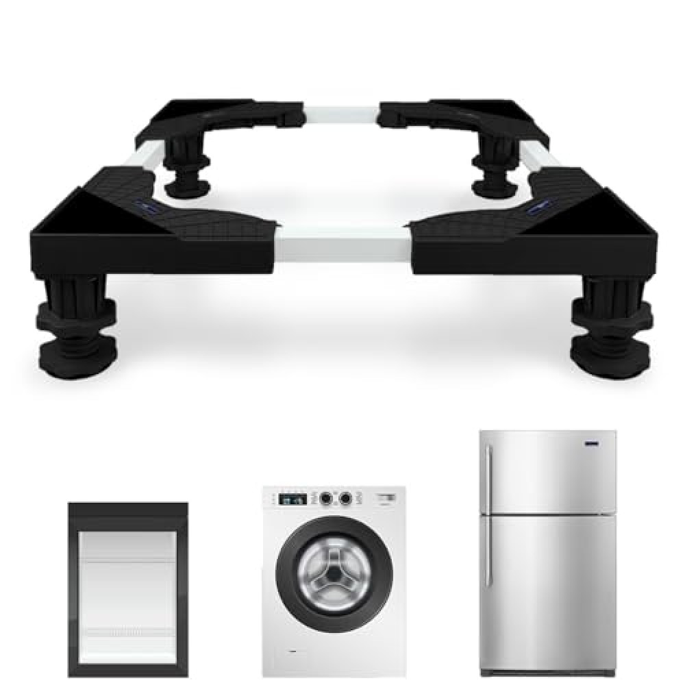 KUPAO Mini Fridge Stand Adjustable Universal Base with 4 Strong Feet Washer Dryer Pedestal for Small Refrigerator, Portable Compact Washer or Dryer, Black