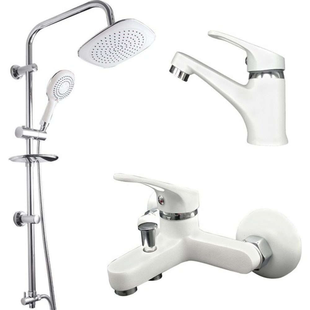 Kupp Beyaz Banyo Duş Seti Beyaz Banyo Bataryası Beyaz Lavabo Bataryası Beyaz Robot Tepe Duş Seti Takımı Duş Seti Fiyatı