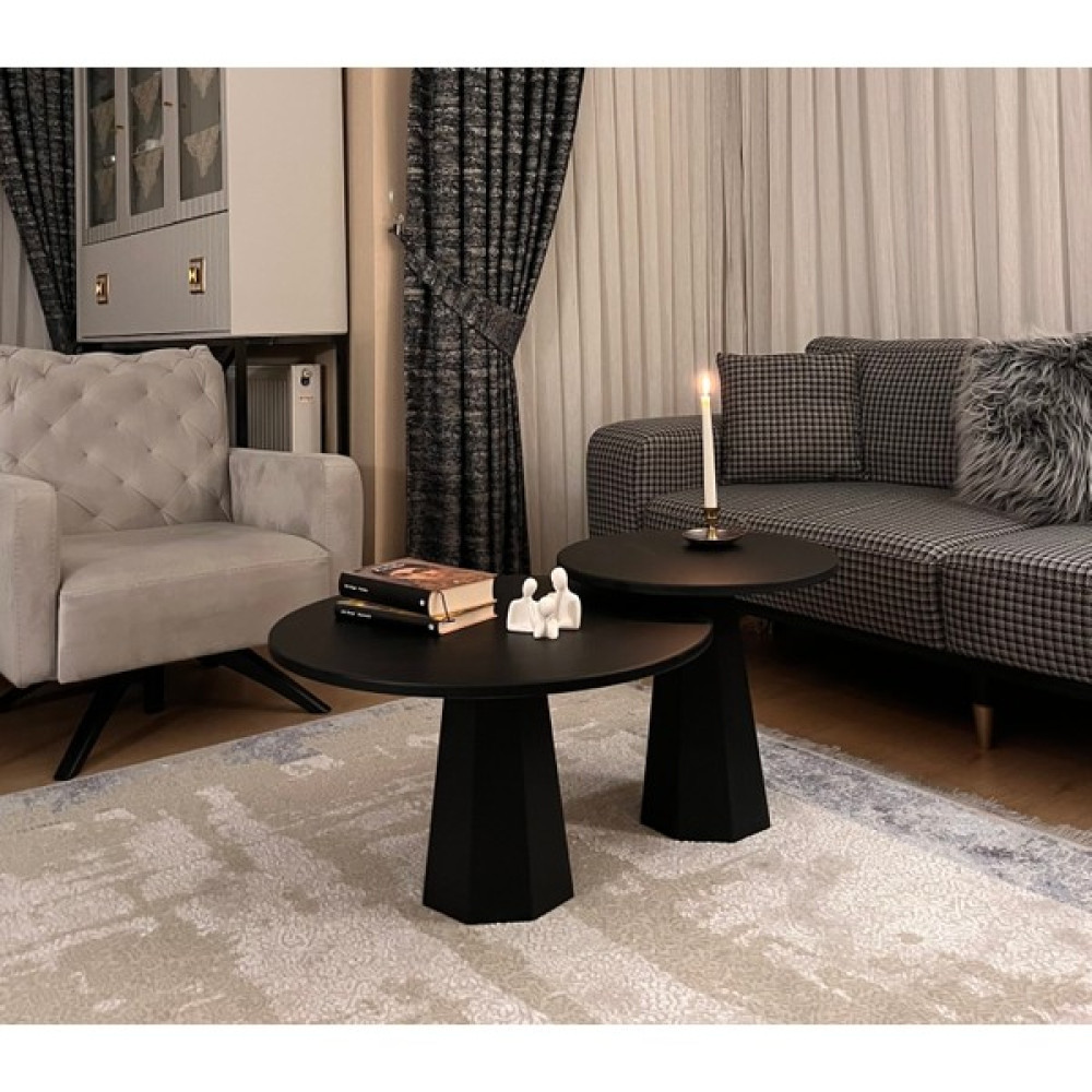 Kupp Design Lilyum Mantar Orta Sehpa İkili Set - siyah Orta Sehpa Fiyatı