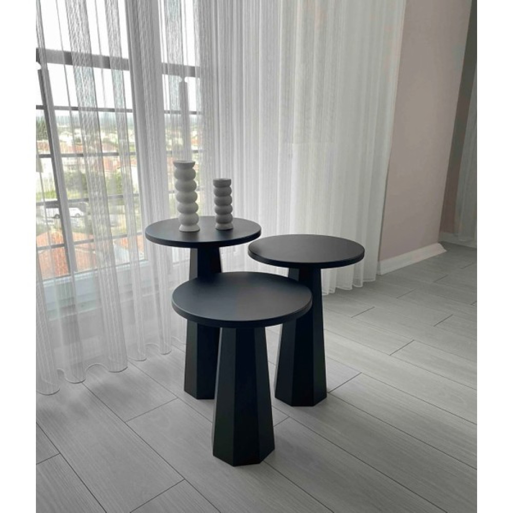 Kupp Design Lilyum Mantar Sehpa Üçlü Set (57+52+47 Cm) Siyah Yan Sehpa Fiyatı
