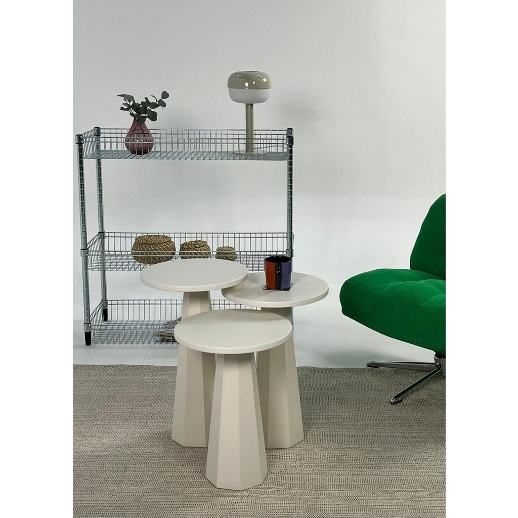 Kupp Design Lilyum Mantar Sehpa Üçlü Set Modern Tasarım Krem Renk 57+52+47 Cm - Krem Rengi Diğer Fiyatı