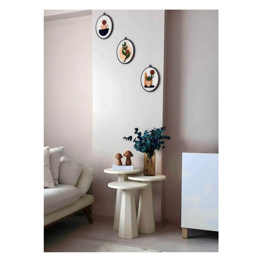kuppdesign Lilyum Mantar Sehpa Krem Üçlü Set (47-52-57 cm) Yan Sehpa Fiyatı