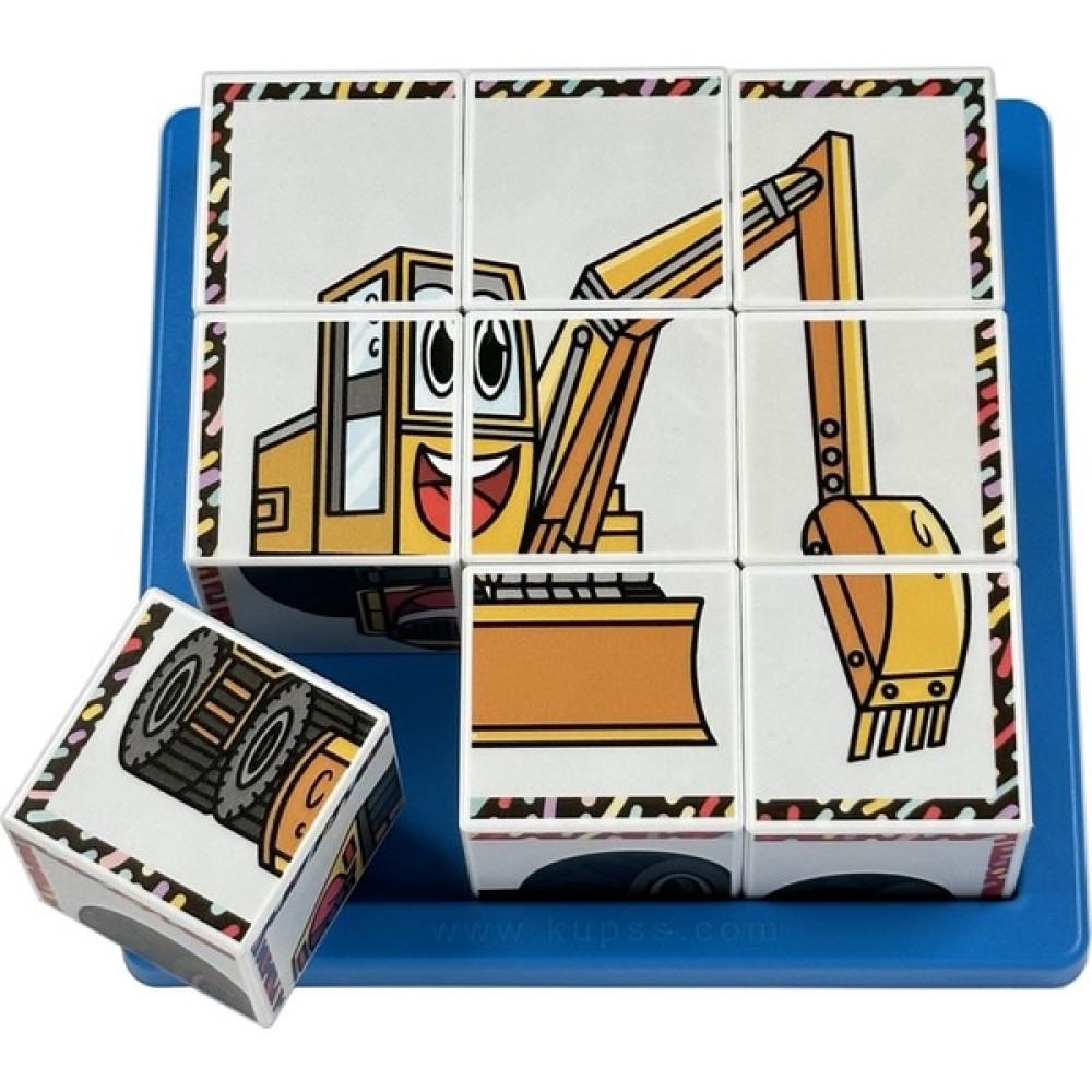 Küpss Çalışkan Araçlar 3D Küp Puzzle - (9 Küp 6 Yapboz) - Kepçe/itfaiye/traktör/vinç/kamyon/forklift Eğitici Oyuncak Fiyatı