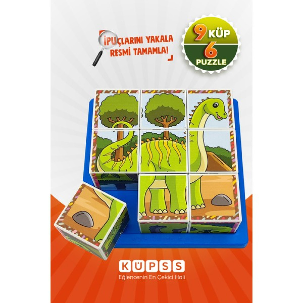 Küpss Dinozorlar Puzzle Seri 2 - (9 Küp 6 Dinazor Yapboz) Eğitici Oyuncak Fiyatı