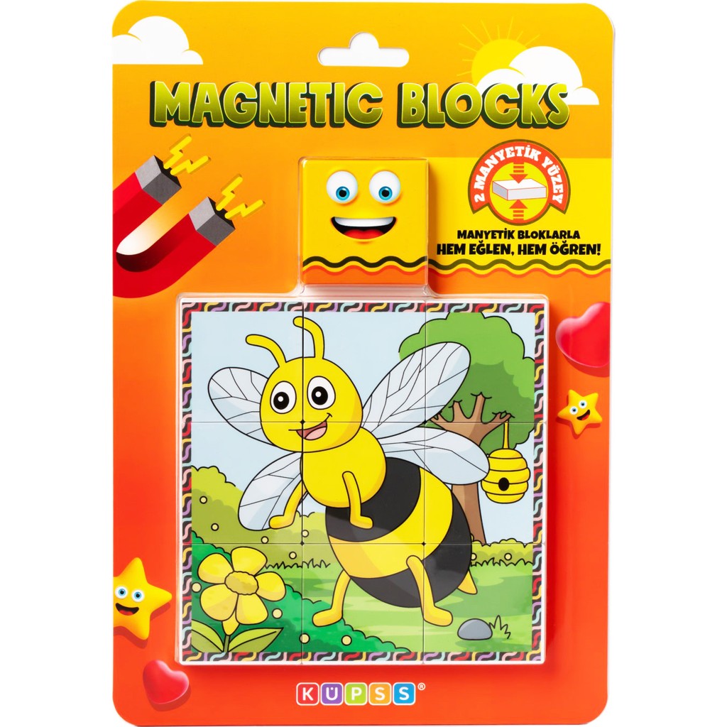 Küpss Manyetik Blok Çift Taraflı 9 Parçalı Mıknatıslı Arı-Kelebek Puzzle - 2 Görsel Yapboz Anne Bebek Oyuncak Fiyatı