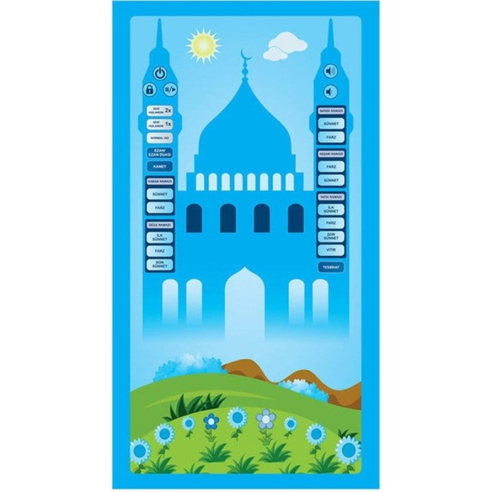 Kuran Sepeti Benim Seccade - Çocuklar Için Sesli Namaz Kıldıran Seccade Mavi - 60 x 110 cm Seccade Fiyatı