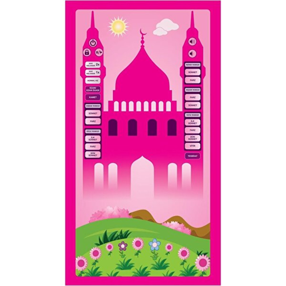 Kuran Sepeti Benim Seccade - Çocuklar Için Sesli Namaz Kıldıran Seccade Pembe - 60 x 110 cm Seccade Fiyatı