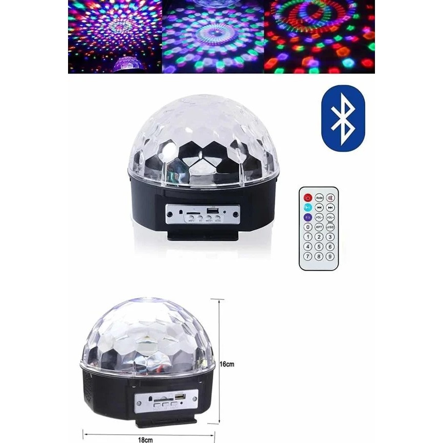 Küre Disko Topu Müzik Çalar Renkli Lazer Işıklı Bluetooth Kumandalı Parti Işığı 18x16 cm TV Aksesuarları Fiyatı