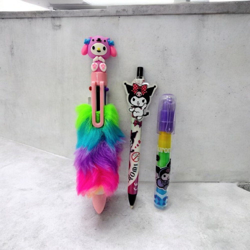 Kuromi Tüylü Tükenmez Kalem Kuromi ,my Melody Kuromi Versatil Kalem -Yumurtlayan Silgi - Renkli Tükenmez Kalem Fiyatı