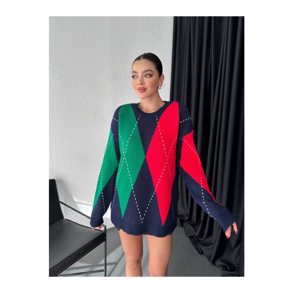 Kurtayfashion Kadın baklava desenli triko kazak Standart Beden Bayan Kazak & Süveter & Triko Fiyatı