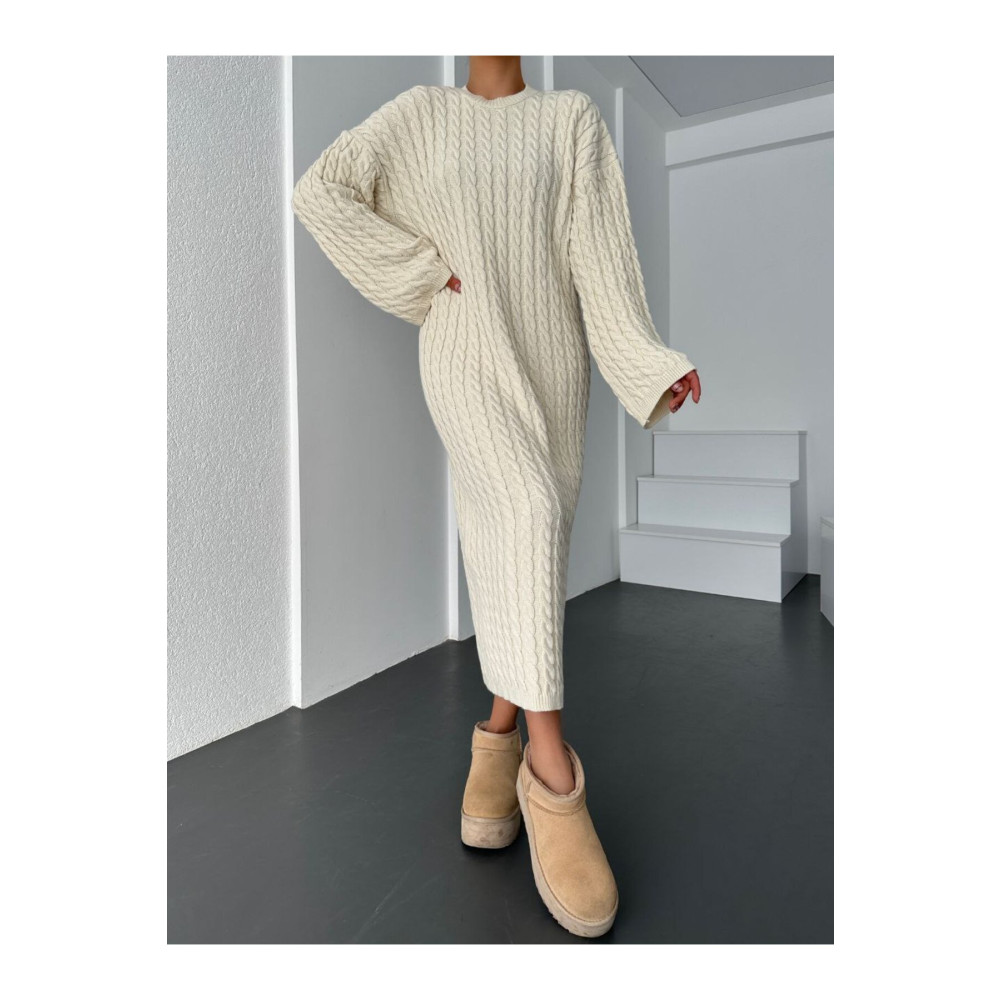 Kurtayfashion Kadın saç örgülü triko elbise M Beden Elbise Fiyatı