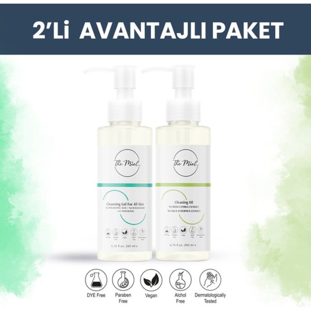Kuru ve Normal Ciltler Için Çift Aşamalı Temizlik Seti Temizleme Yağı ve Nemlendirici Temizleme Jeli Cilt ve Yüz Bakımı Fiyatı