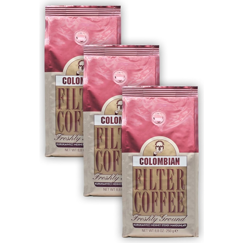 Kurukahveci Mehmet Efendi 3 Adet Colombian Filter Coffee 250gr Öğütülmüş - 250 gr - Türk Kahvesi Kahve Fiyatı