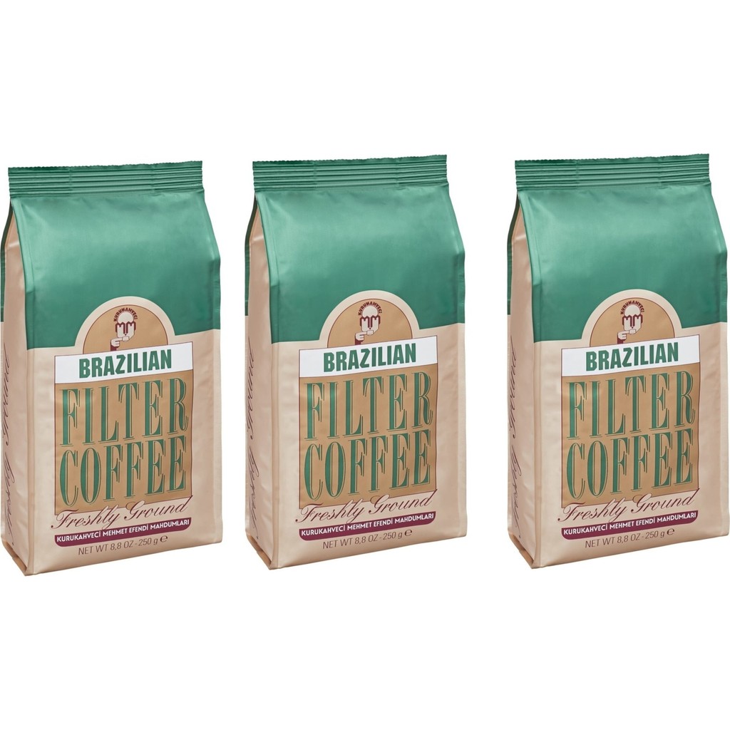 Kurukahveci Mehmet Efendi Brazilian Filtre Kahve 250 gr Filtre Kahve (3 Adet) - 750 gr - V60 Kahve Fiyatı