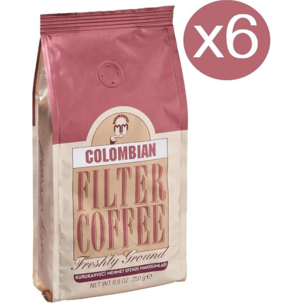 Kurukahveci Mehmet Efendi Colombian Filtre Kahve 250 gr x 6 Adet - Kağıt Filtre Kahve Fiyatı