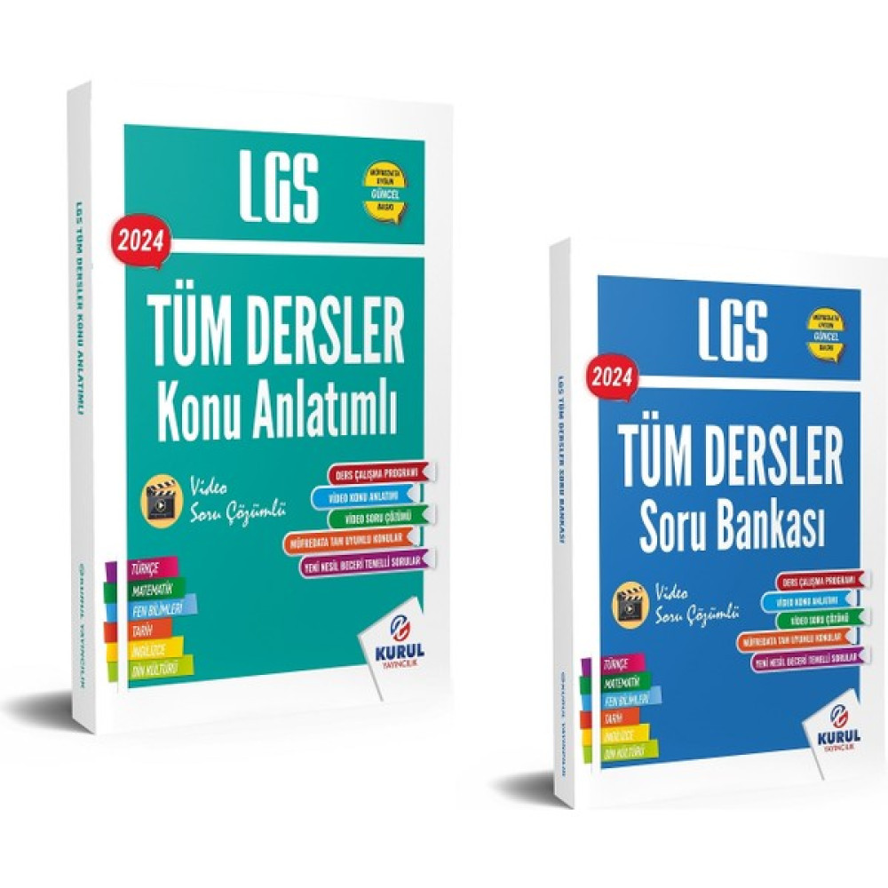Kurul Yayıncılık 2024 8. Sınıf LGS Tüm Dersler Konu Anlatımlı ve Soru Bankası Seti 2 Kitap Tüm Dersler Fiyatı