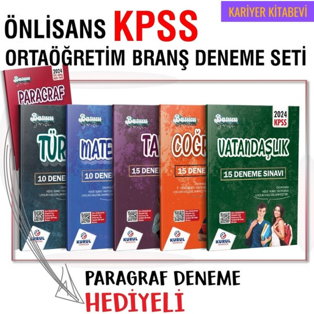 Kurul Yayıncılık 2024 KPSS Lise Önlisans Genel Yetenek Genel Kültür Tamamı Çözümlü Branş Denemeleri Seti Ders Sınav Kitapları Fiyatı
