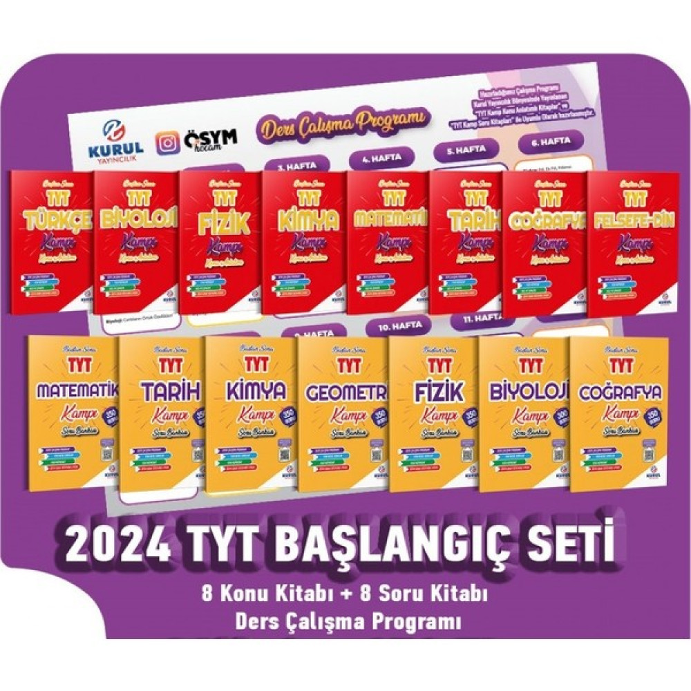 Kurul Yayıncılık 2024 Tyt Başlama ve Bitirme Seti Konu Soru 16 Kitap Temel Yeterlilik Testi (TYT) Fiyatı