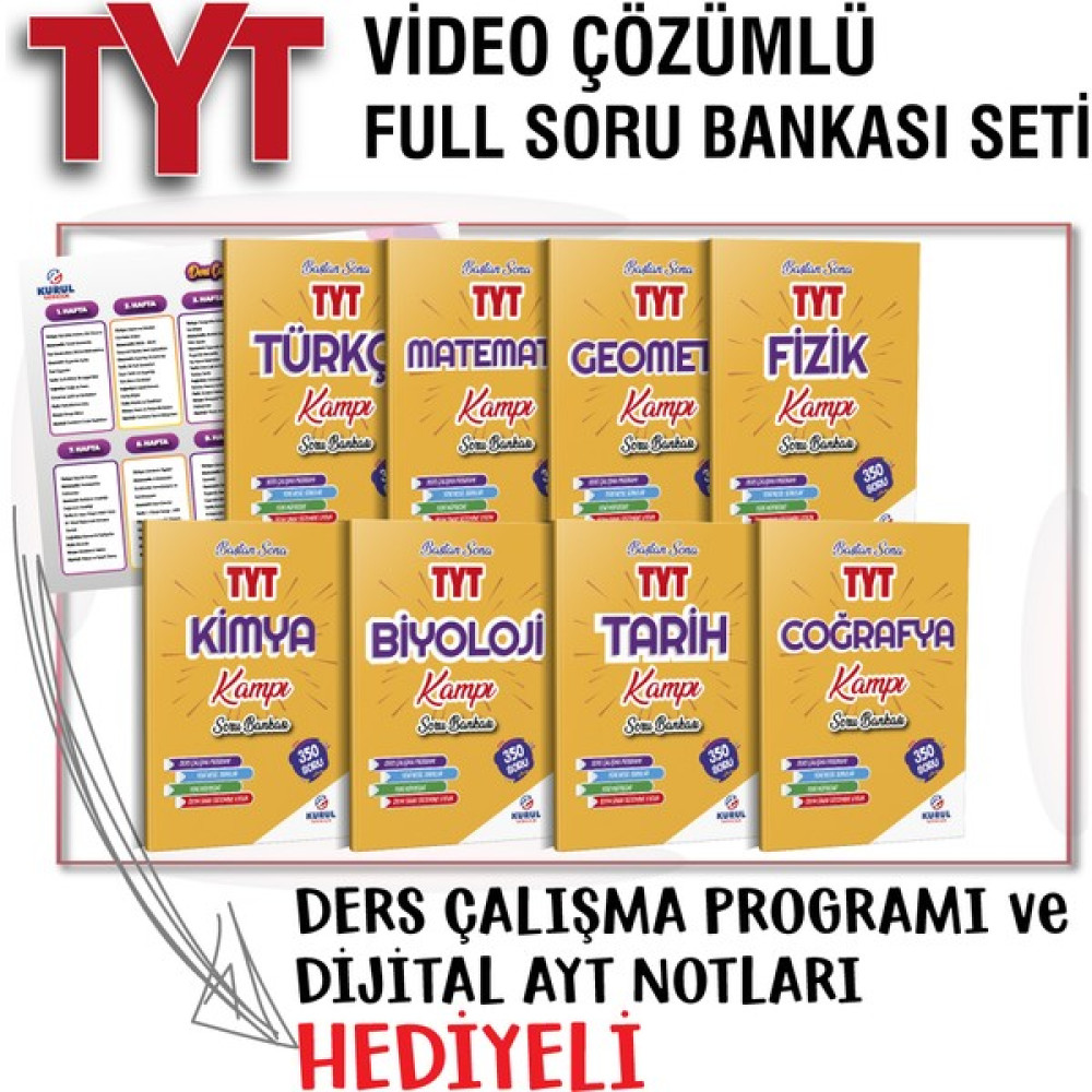 Kurul Yayıncılık 2024 TYT Tüm Dersler Video Çözümlü Soru Bankası Seti Temel Yeterlilik Testi (TYT) Fiyatı