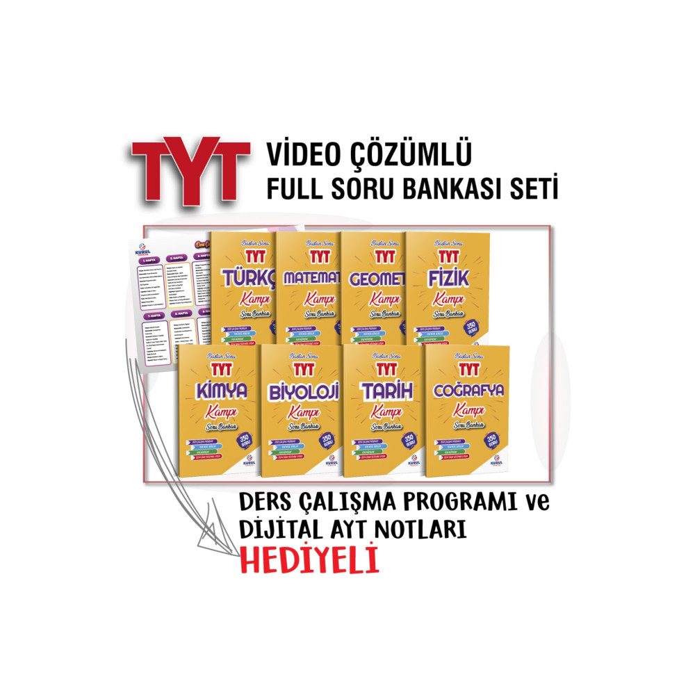 Kurul Yayıncılık 2024 Tyt Tüm Dersler Video Çözümlü Soru Bankası Seti Hediyeli Ders Sınav Kitapları Fiyatı