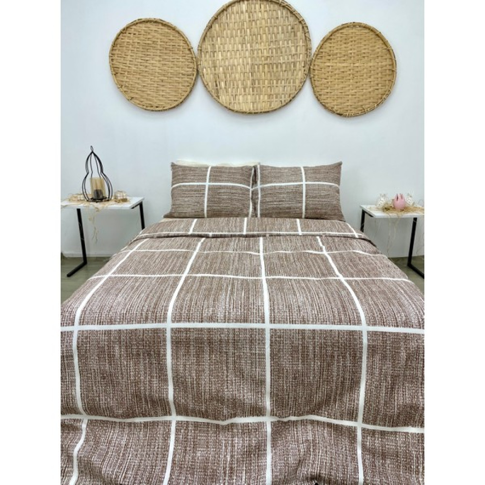 Kurular Tekstil Desenli Nevresim Takımı Çift Kişilik - Koyu Kahverengi - 200 x 220 cm Nevresim Takımı Fiyatı