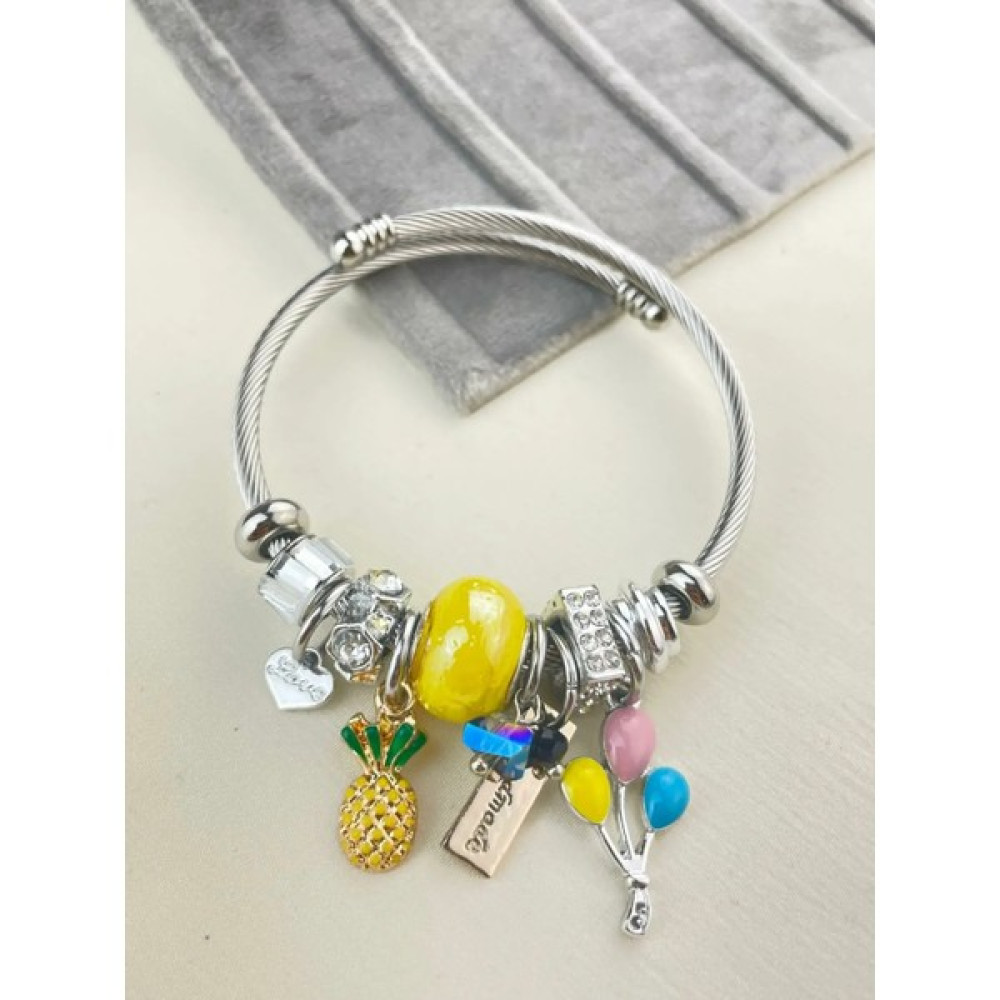 Kuşkaya Ticaret Ananas Pandora Charm Çelik Silver Bileklik - Gümüş Altın, Takı & Aksesuar Fiyatı
