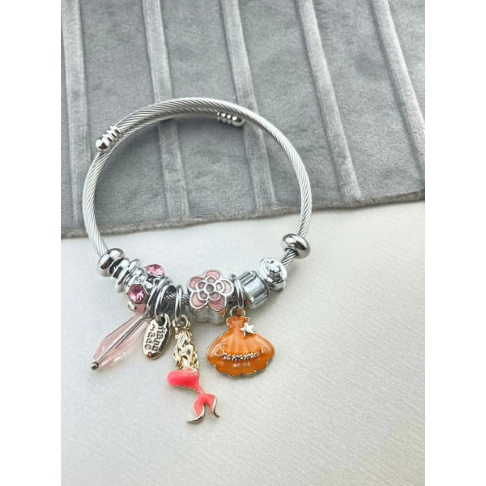 Kuşkaya Ticaret Deniz Kabuğu Pandora Charm Bileklik Çelik Silver - Turuncu Altın, Takı & Aksesuar Fiyatı