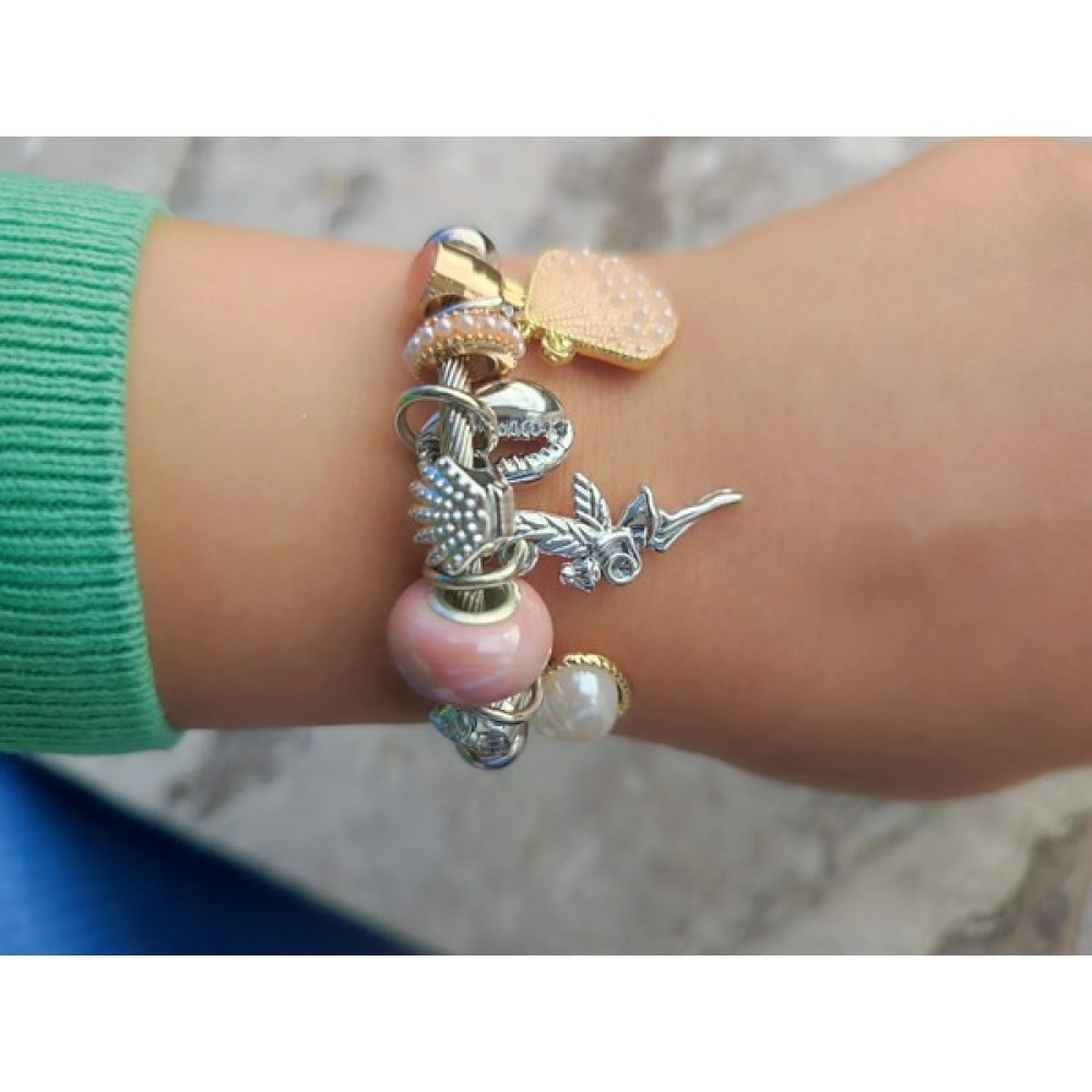 Kuşkaya Ticaret Pandora Charm Bileklik Çelik Silver 2 - Pembe - Gümüş Altın, Takı & Aksesuar Fiyatı