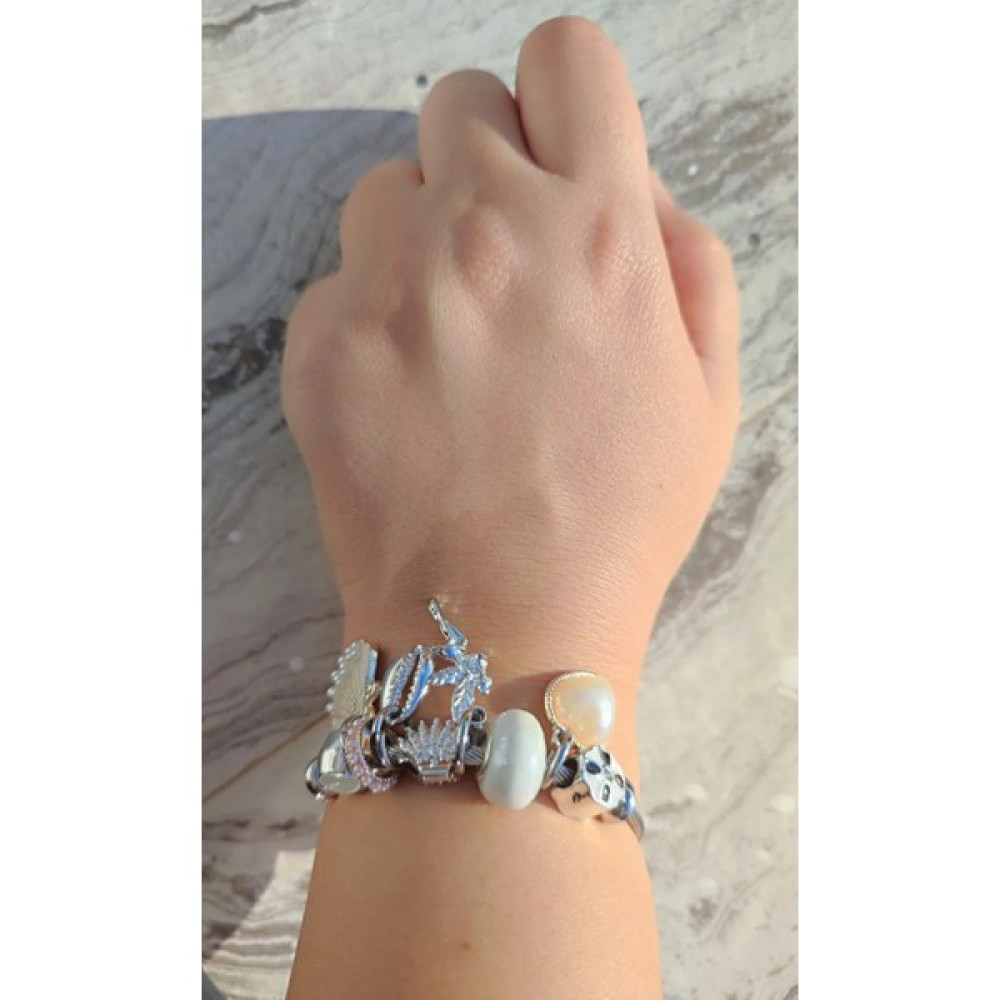 Kuşkaya Ticaret Pandora Charm Bileklik Çelik Silver - Acı Kahve - Bej Altın, Takı & Aksesuar Fiyatı