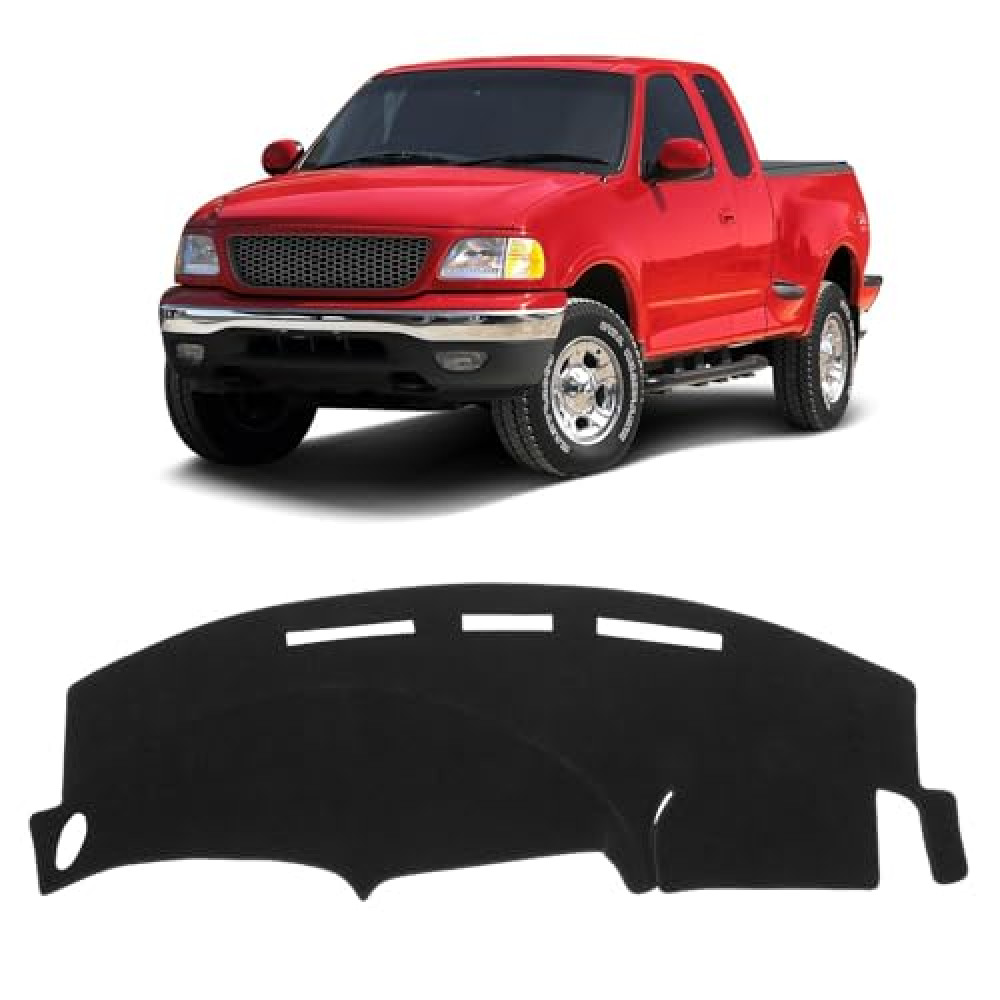 KUST Car Dash Cover for Ford F150 F-150 1997 1998 1999 2001 2002 2003/Ford Expedition 1997-2002 Left Hand Driving Polyester Non-Slip Center Console Dash Cover Custom Fit Dash Mat Sunshade Black