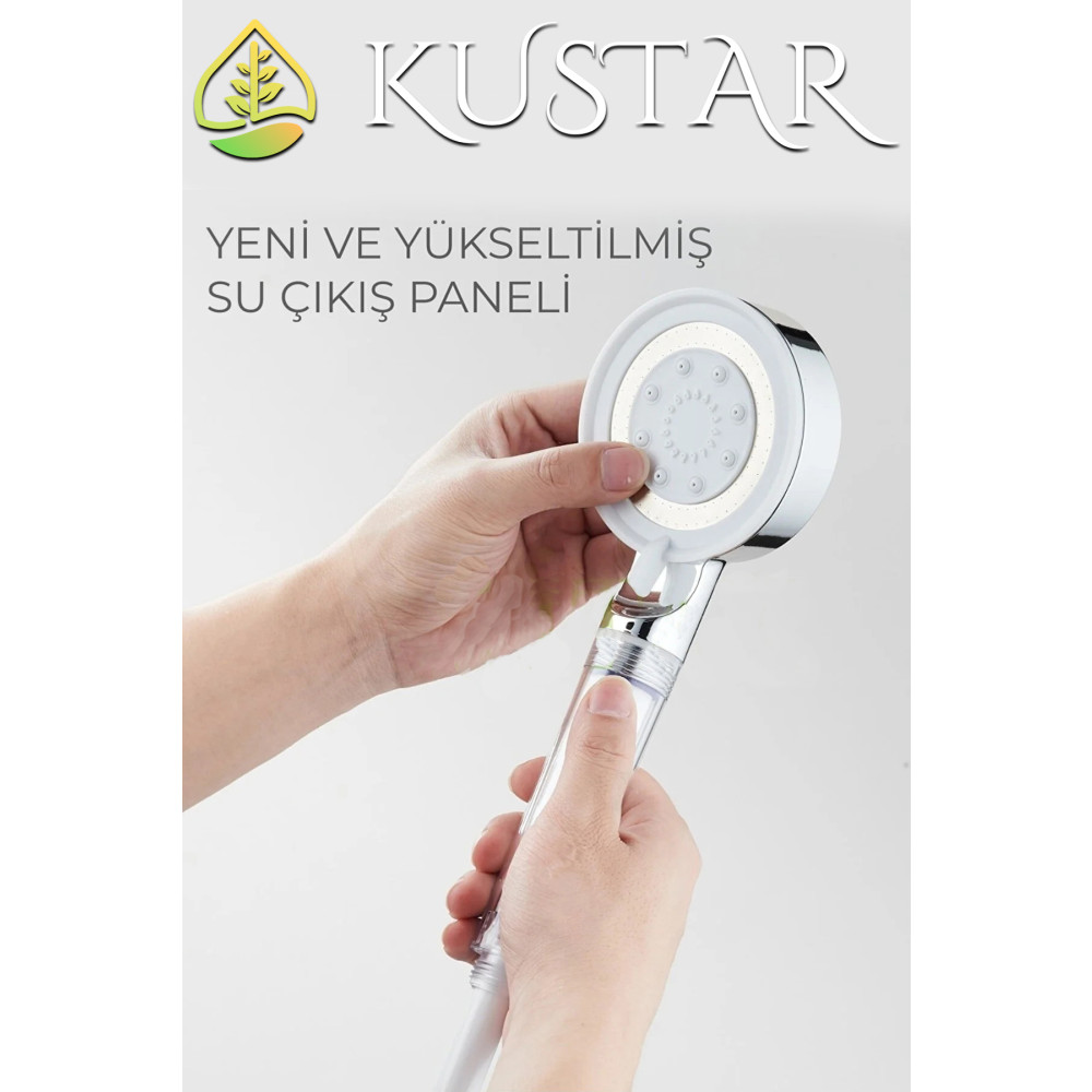 KUSTAR 5 Fonksiyonlu Krom Beyaz Çelik Filtreli Kireç Önleyici Yüksek Basınçlı Tasarruflu Banyo Duş Başlığı Duşakabin Fiyatı