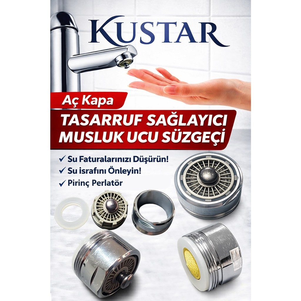Kustar Aç-Kapa Musluk Ucu Su Tasarruf Aparatı Musluk Filtresi Lavabo Musluk Süzgeci Dış Dişli 23,7mm SSD / Solid State Drive Fiyatı