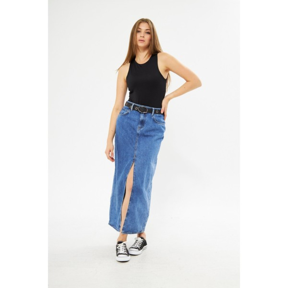 Kutaf Önü Yırtmaçlı Uzun Denim Etek Etek Fiyatı